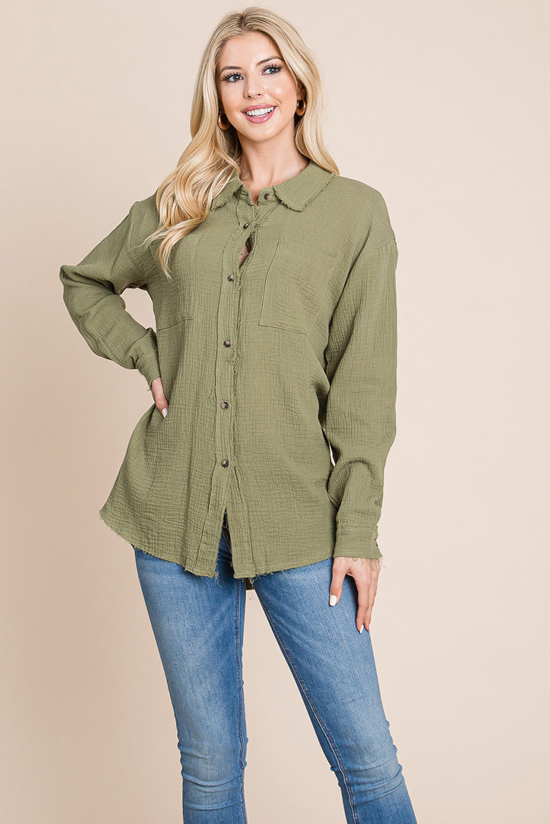 Textured Cotton Gauze Blouse - Fortunate Lemon Shop