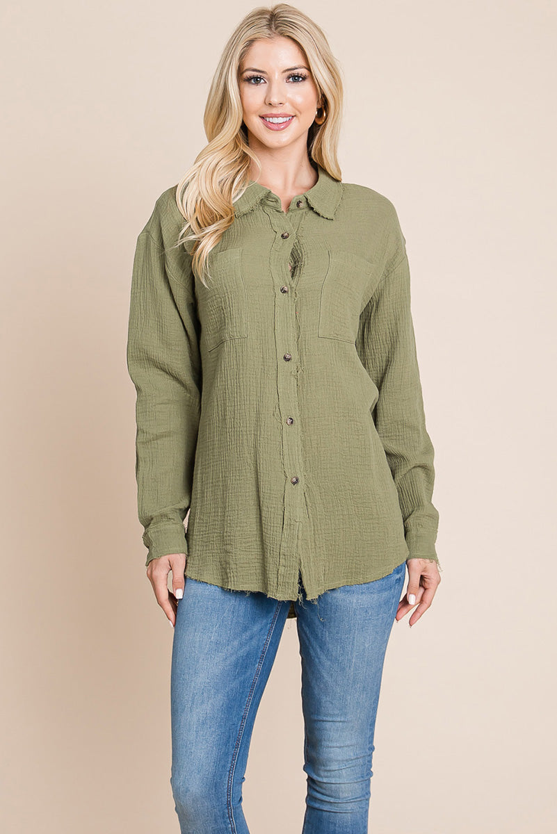 Textured Cotton Gauze Blouse - Fortunate Lemon Shop