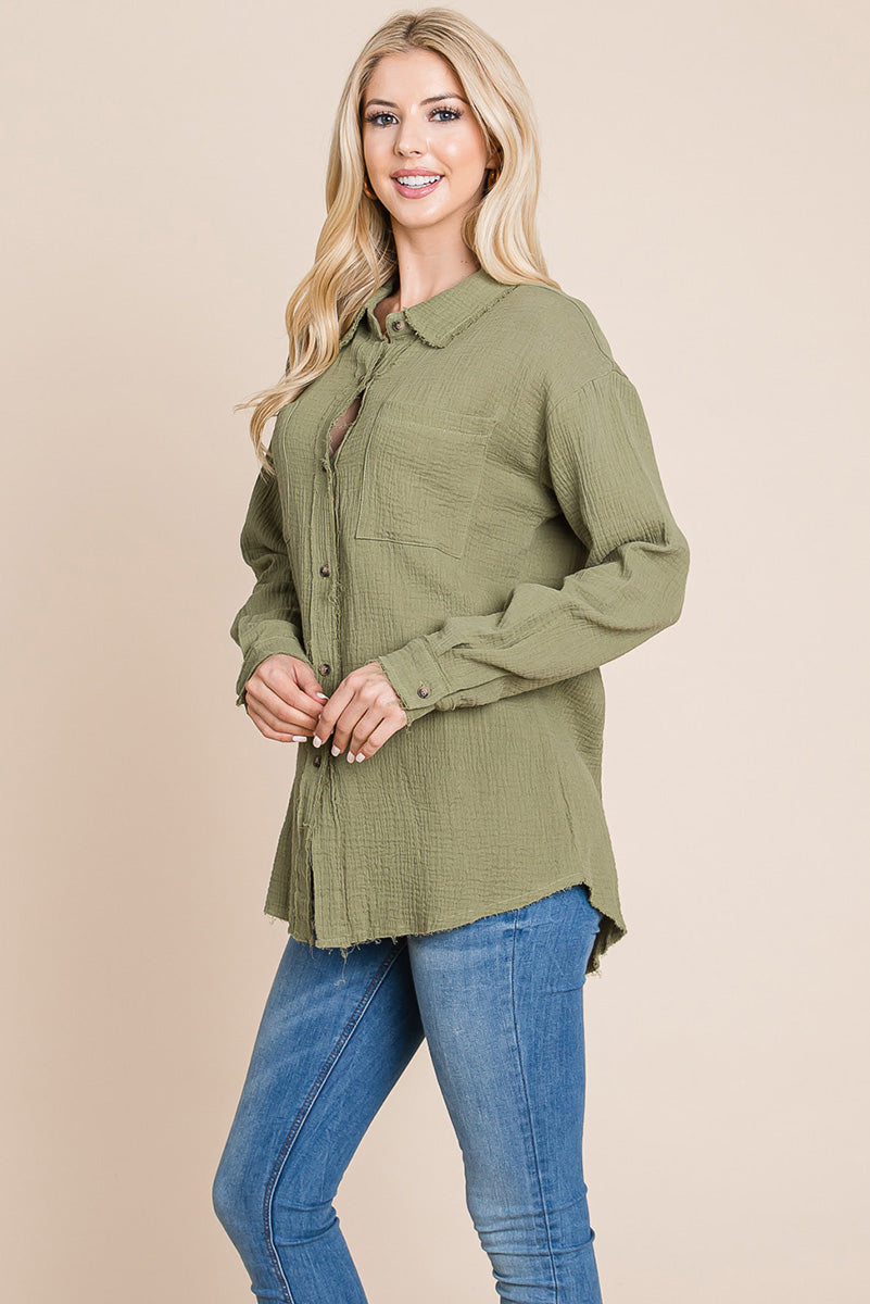 Textured Cotton Gauze Blouse - Fortunate Lemon Shop