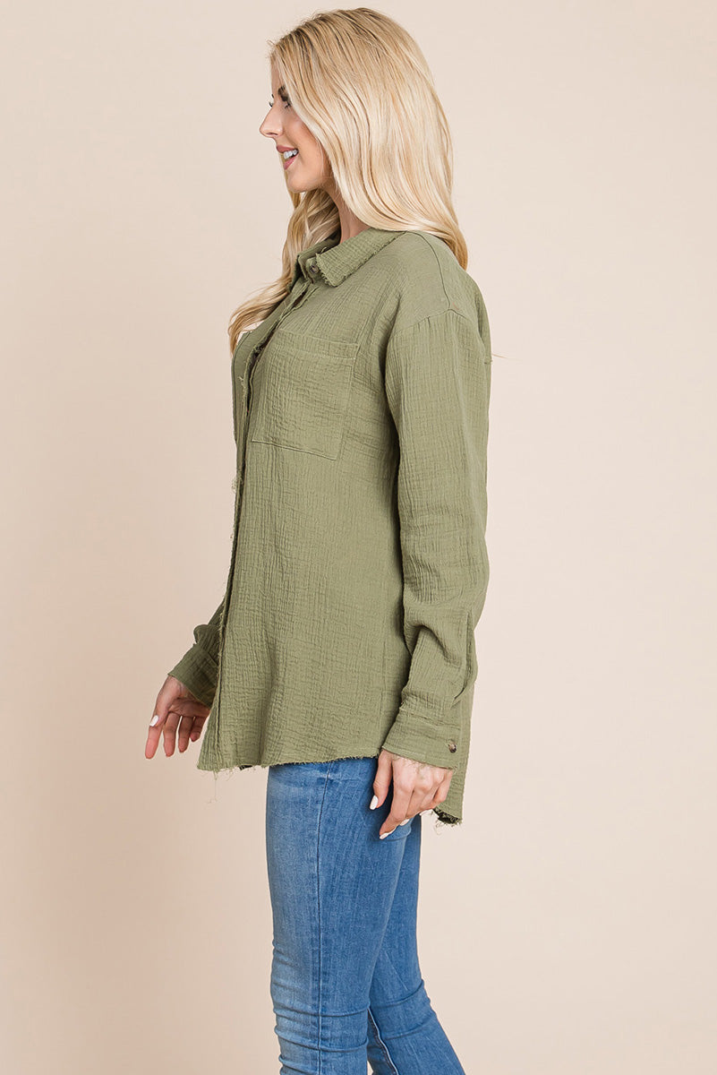 Textured Cotton Gauze Blouse - Fortunate Lemon Shop