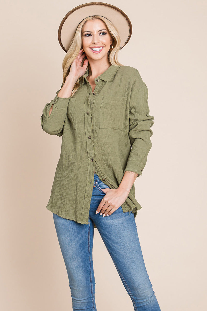 Textured Cotton Gauze Blouse - Fortunate Lemon Shop