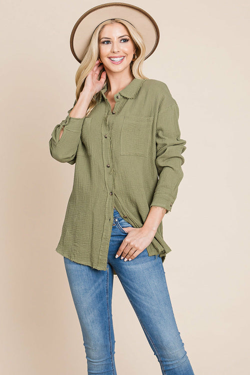 Textured Cotton Gauze Blouse