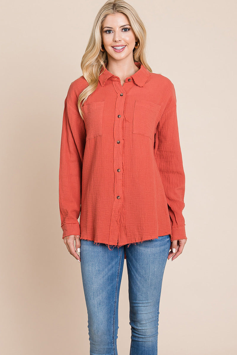 Textured Cotton Gauze Blouse - Fortunate Lemon Shop