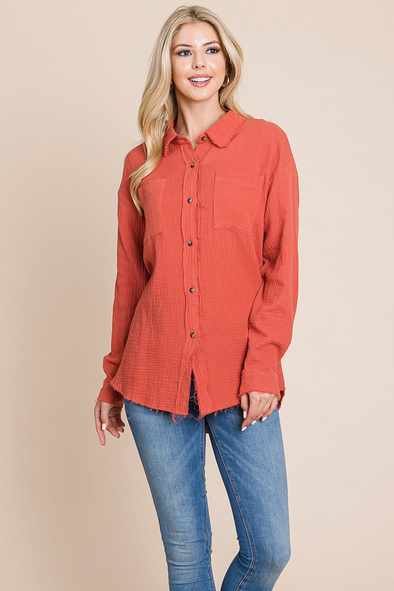 Textured Cotton Gauze Blouse - Fortunate Lemon Shop