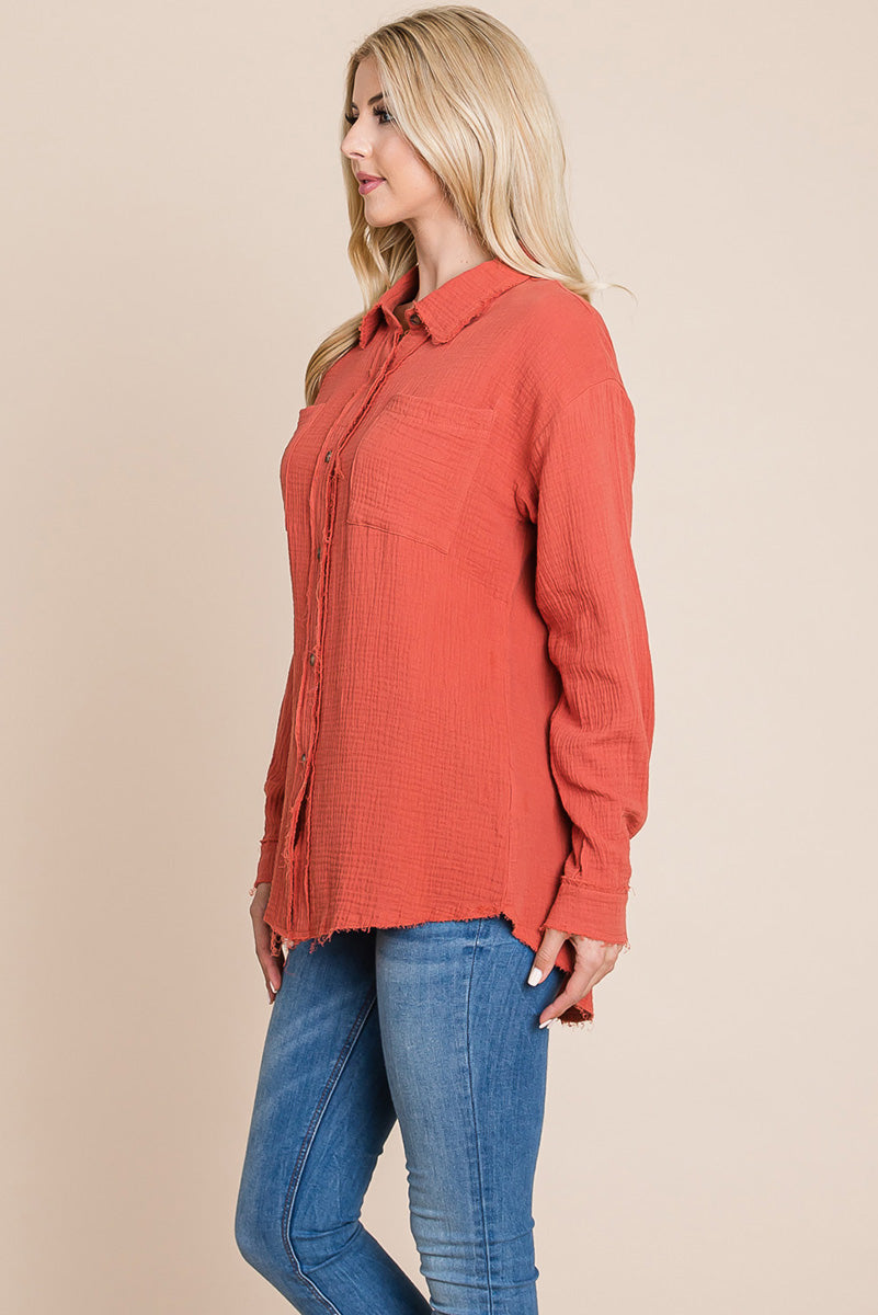 Textured Cotton Gauze Blouse - Fortunate Lemon Shop