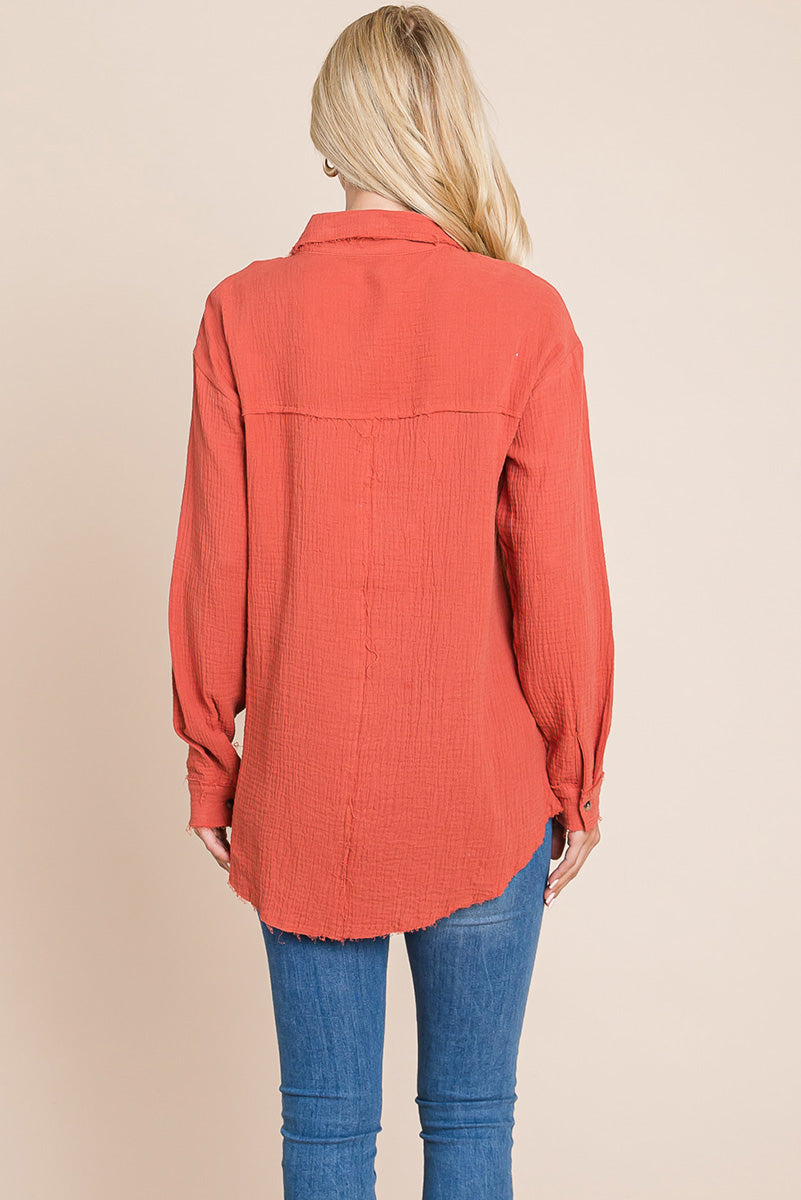 Textured Cotton Gauze Blouse - Fortunate Lemon Shop