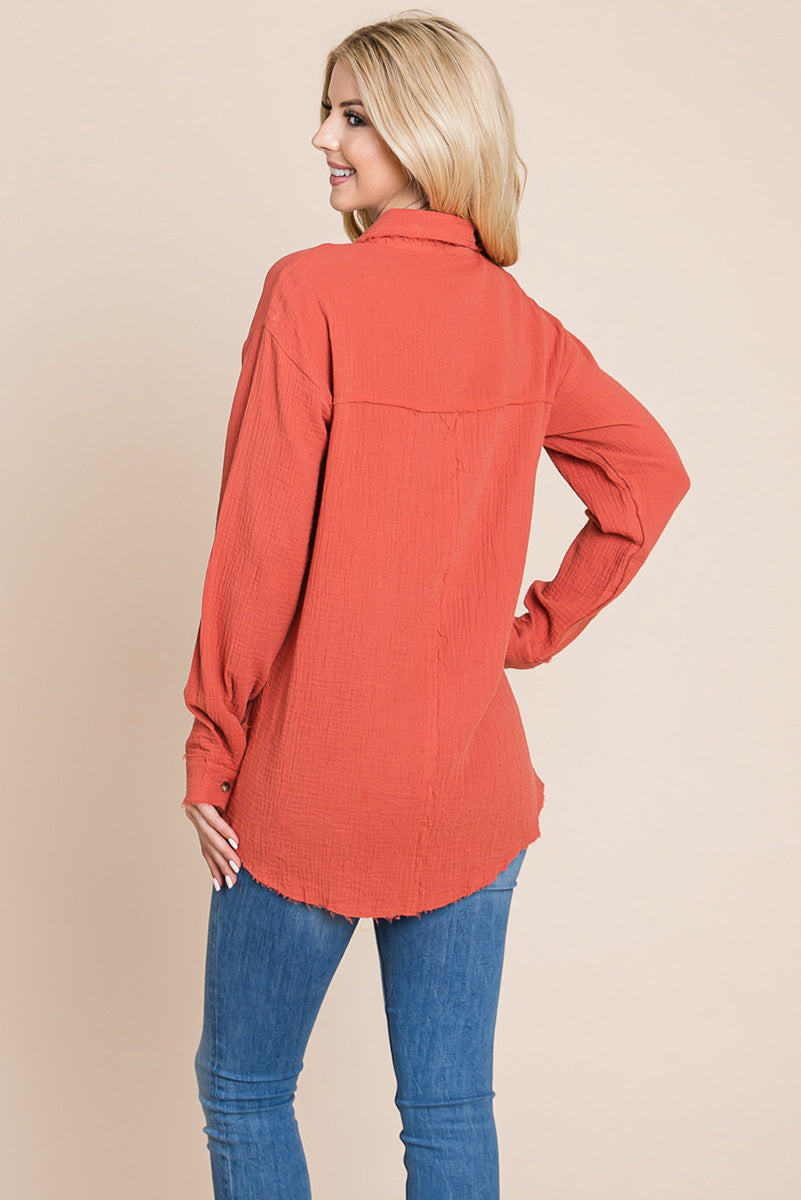 Textured Cotton Gauze Blouse - Fortunate Lemon Shop