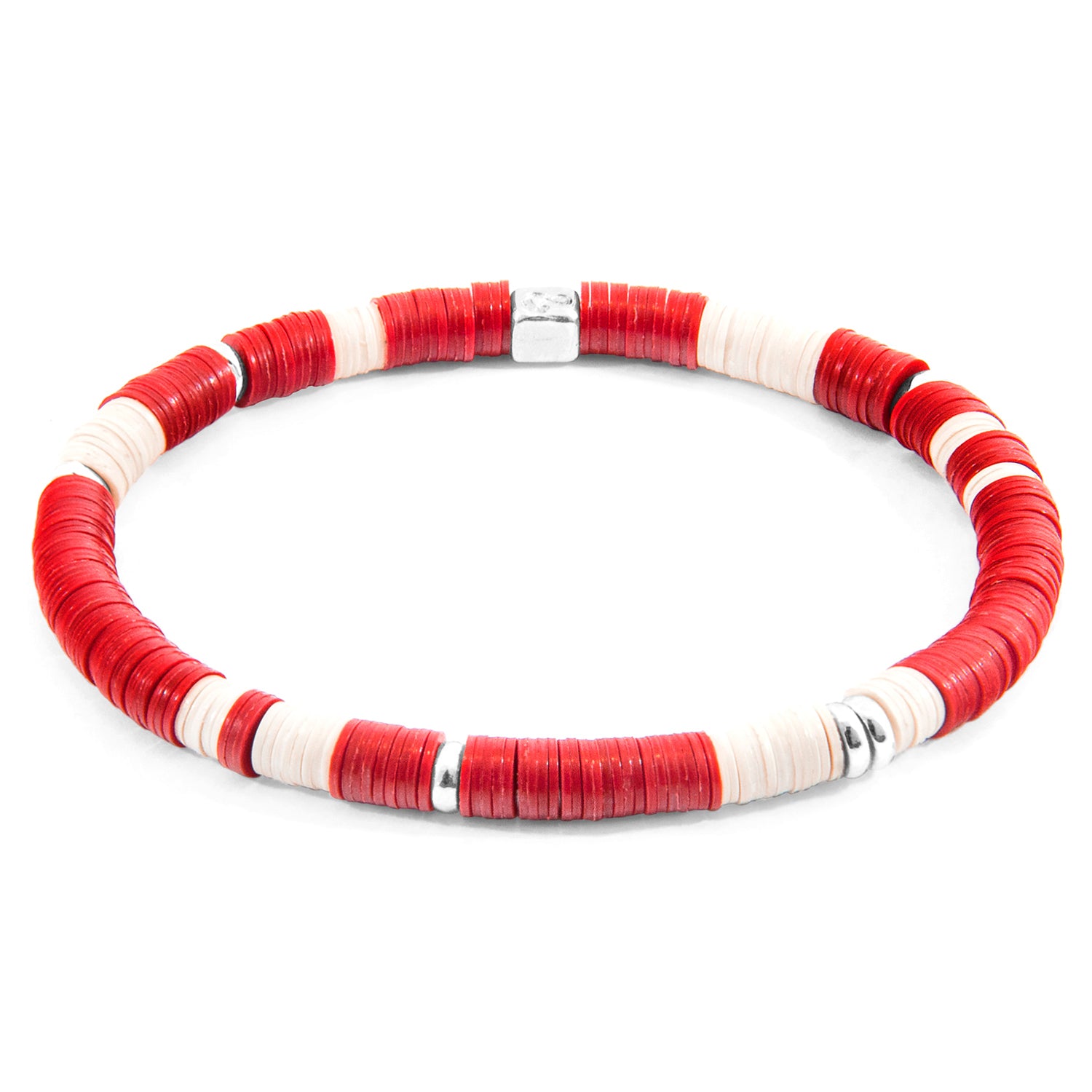 Red Malawi Silver and Vinyl Disc Bracelet - Fortunate Lemon Shop