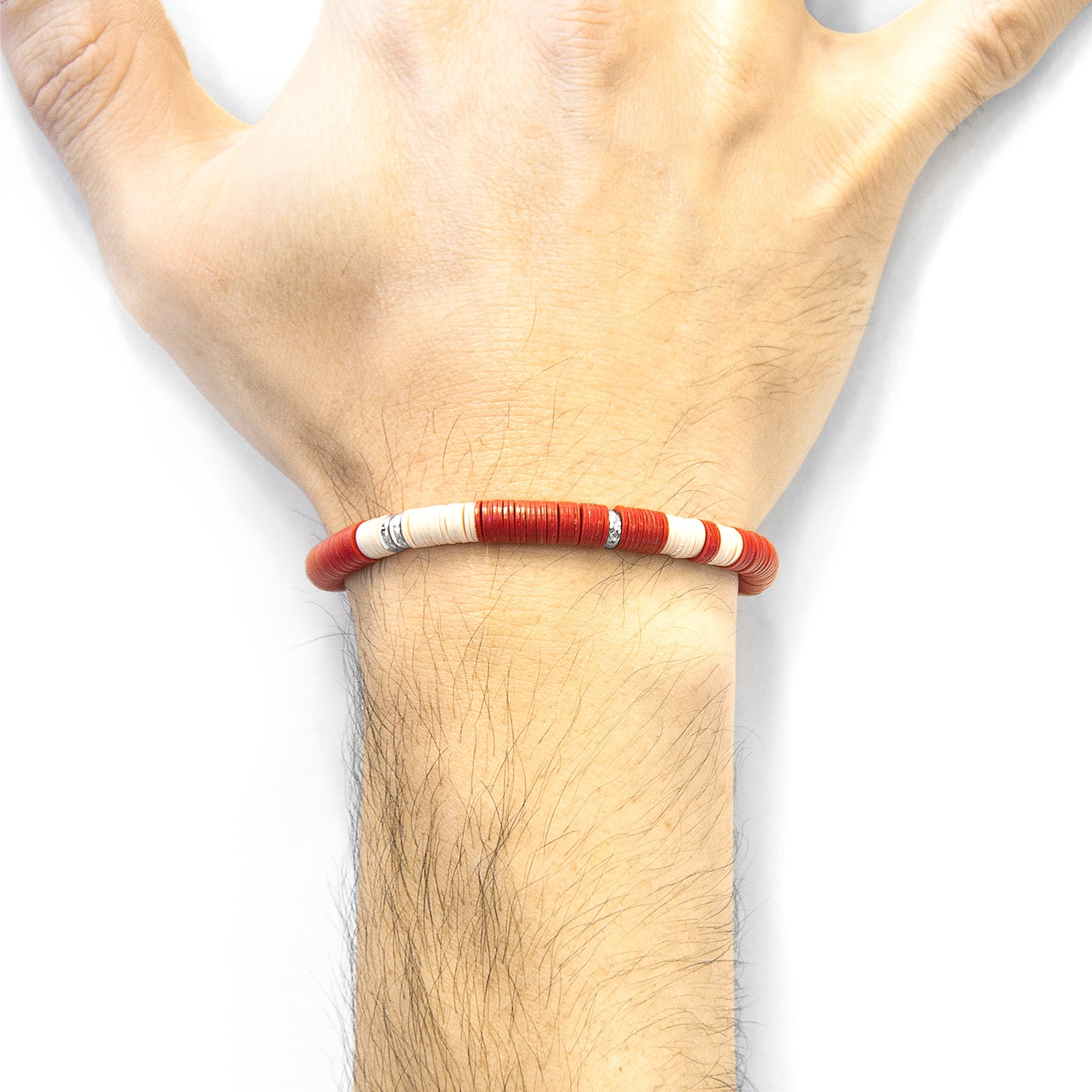 Red Malawi Silver and Vinyl Disc Bracelet - Fortunate Lemon Shop