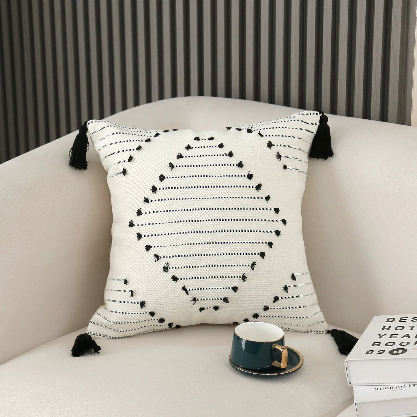 Boho Striped  Tassels Cushion Cover