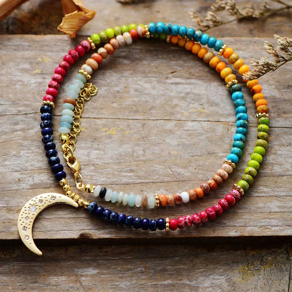 7 Chakra Moon Necklace