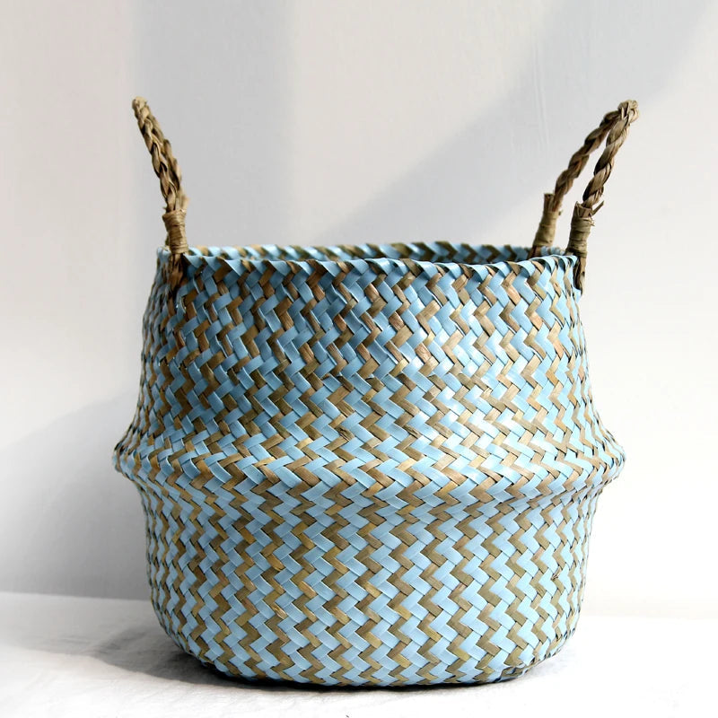 Striped Wicker Storage Baskets