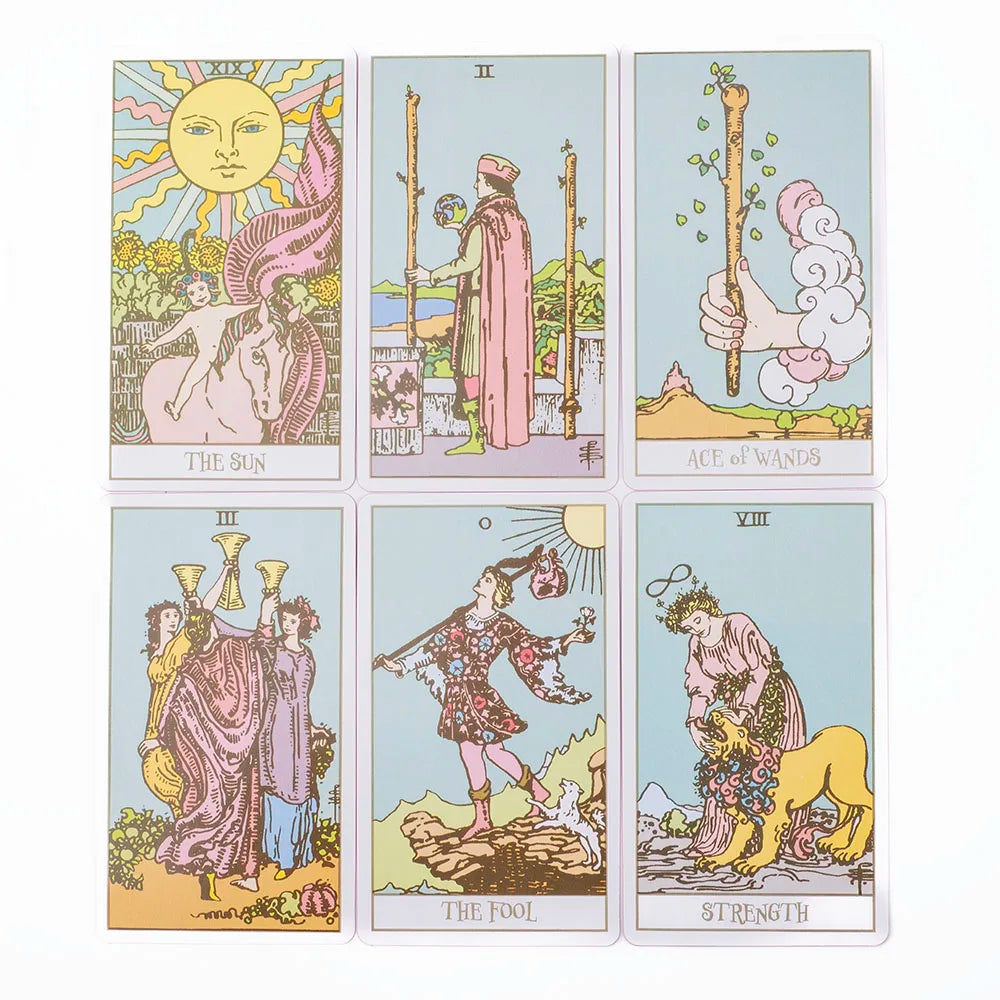 Pink Border Tarot Card Deck with Guidebook 78Pcs English Version