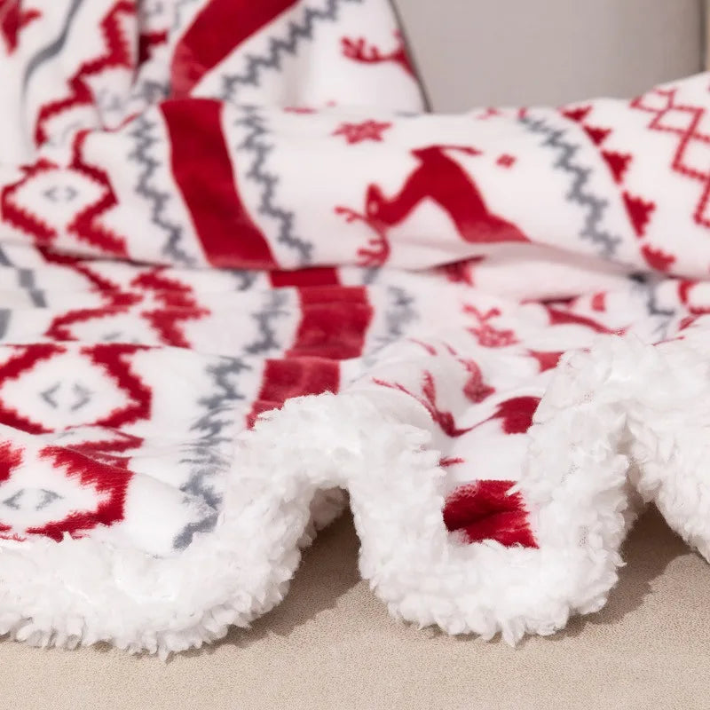 Christmas Sherpa Fleece Throw Blanket