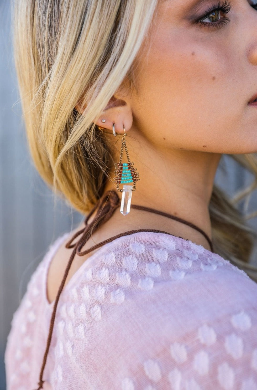 Seed Bead with Crystal Drop Earrings - Fortunate Lemon Shop