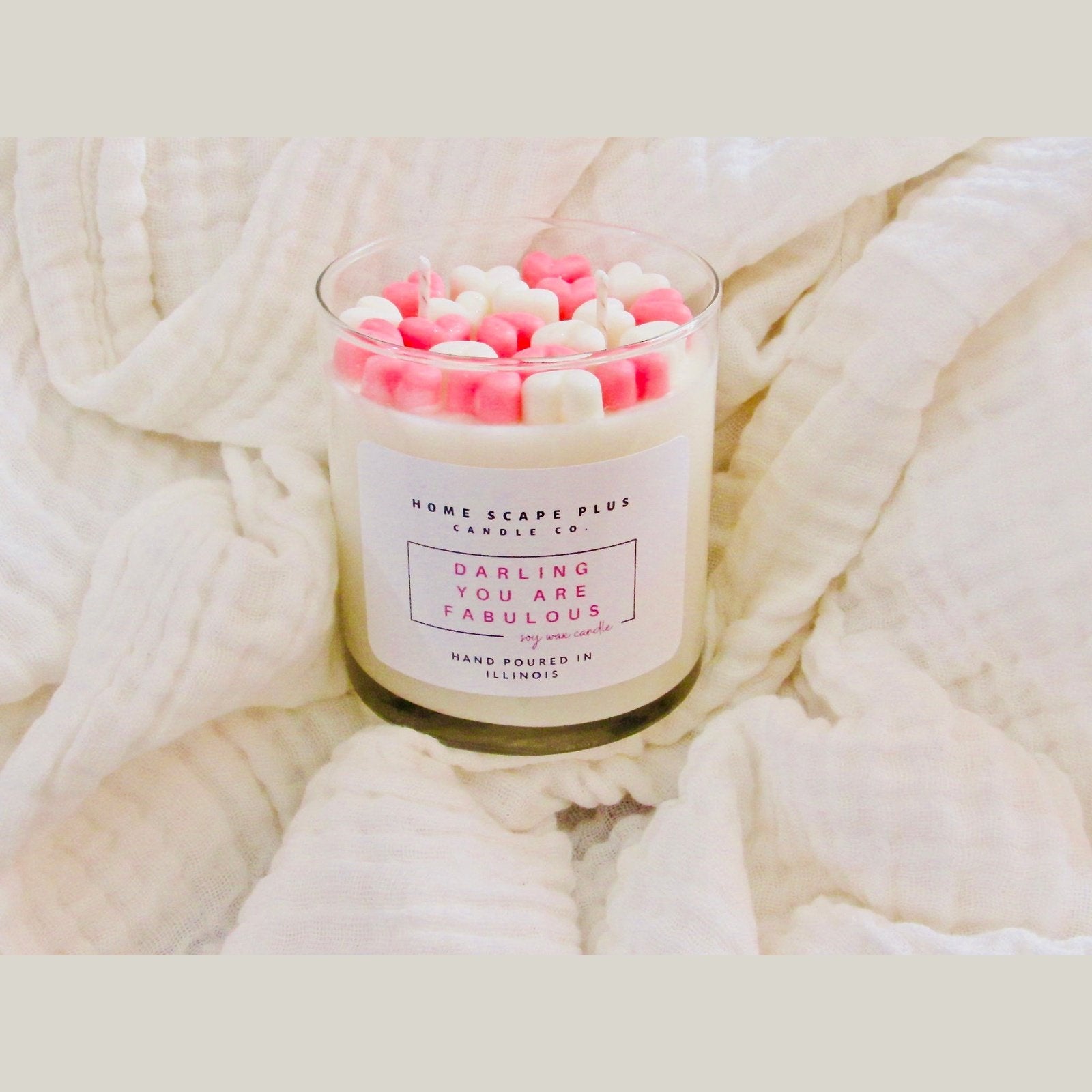 Soy Wax Candle with Hearts - Fortunate Lemon Shop