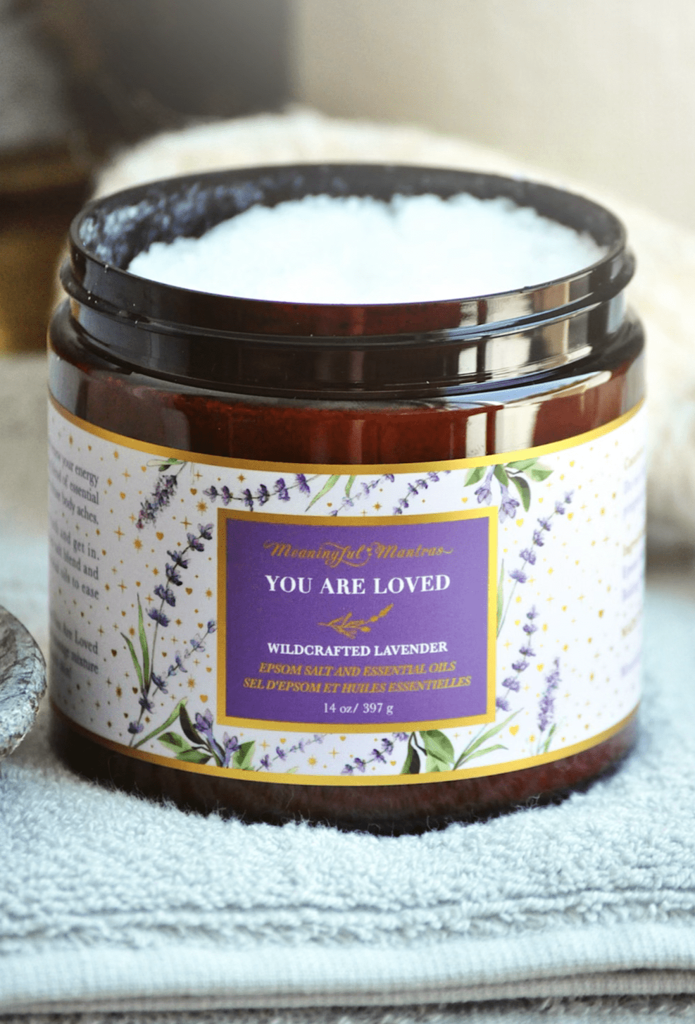 You Are Loved Wildcrafted French Lavender 14oz Epsom Salt - Fortunate Lemon Shop