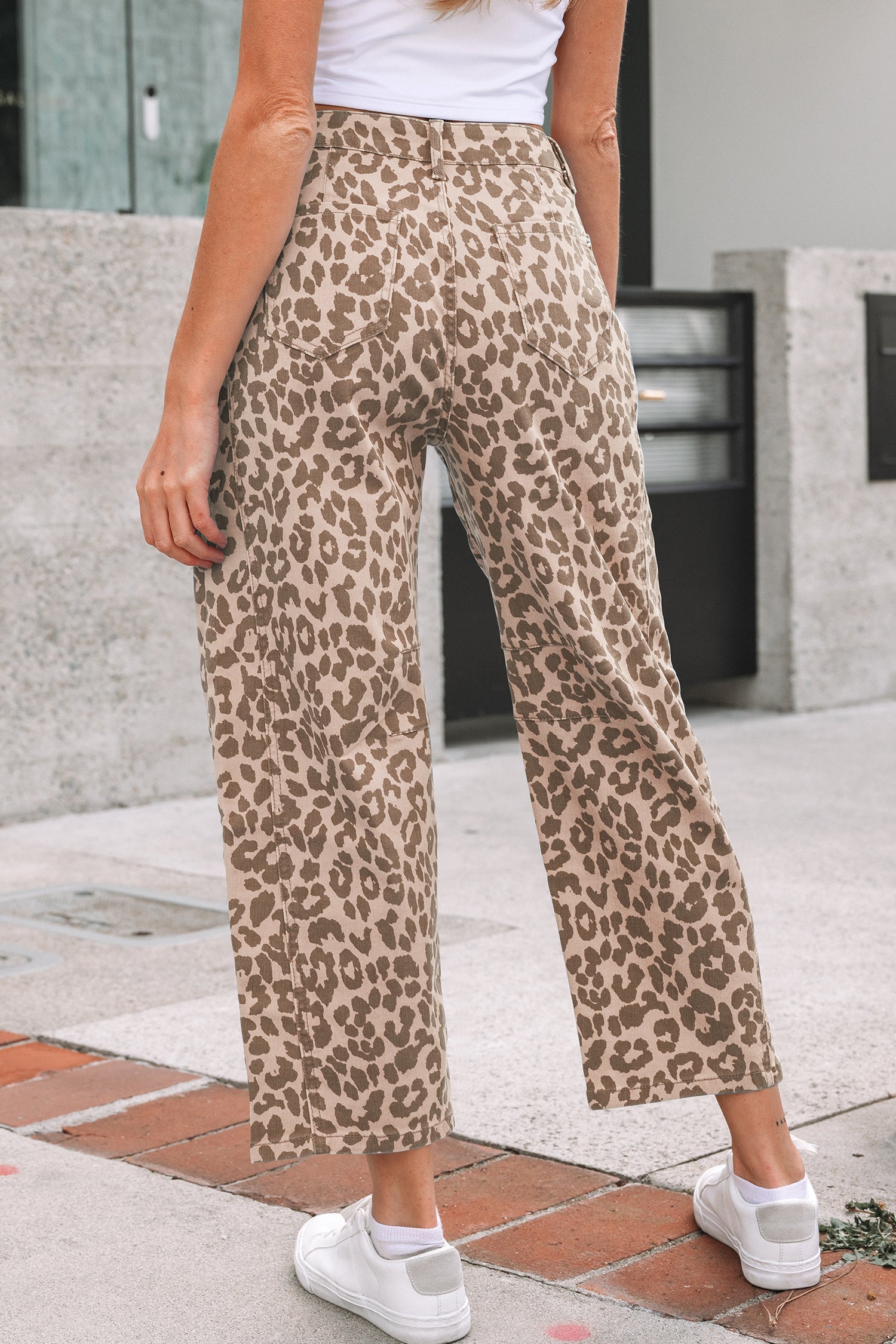 Leopard High Waist Straight Jeans - Fortunate Lemon Shop