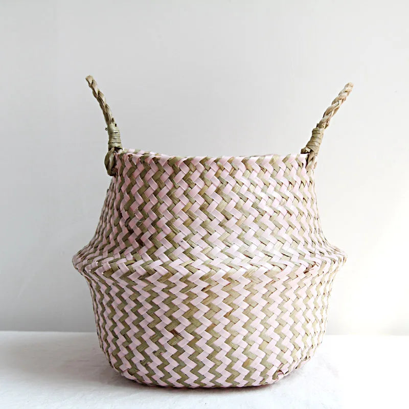 Striped Wicker Storage Baskets