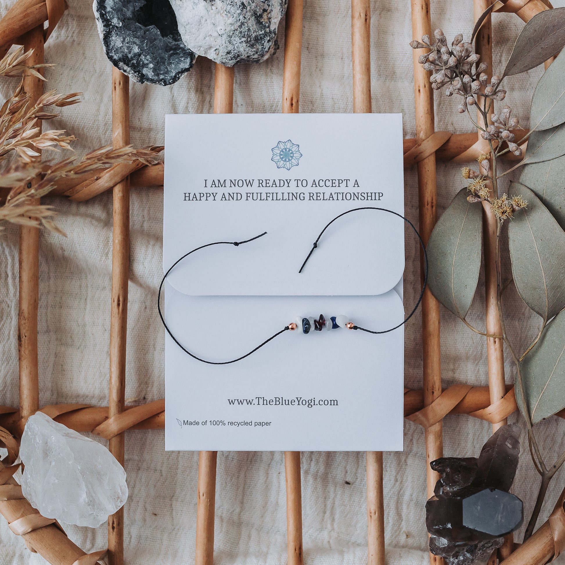 Love crystal bracelet, anklet boho, casual & minimal Tie closure - Fortunate Lemon Shop