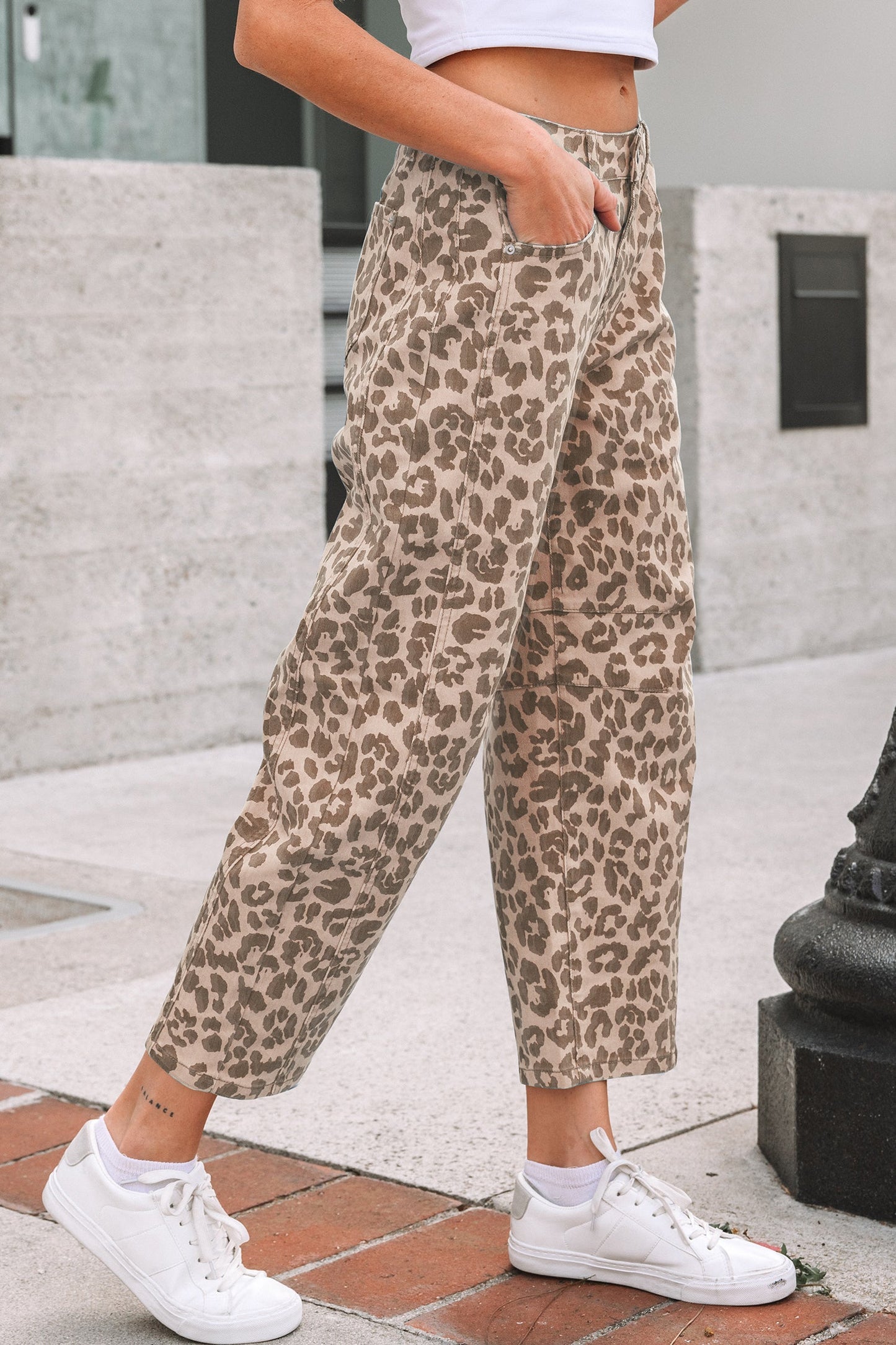 Leopard High Waist Straight Jeans - Fortunate Lemon Shop