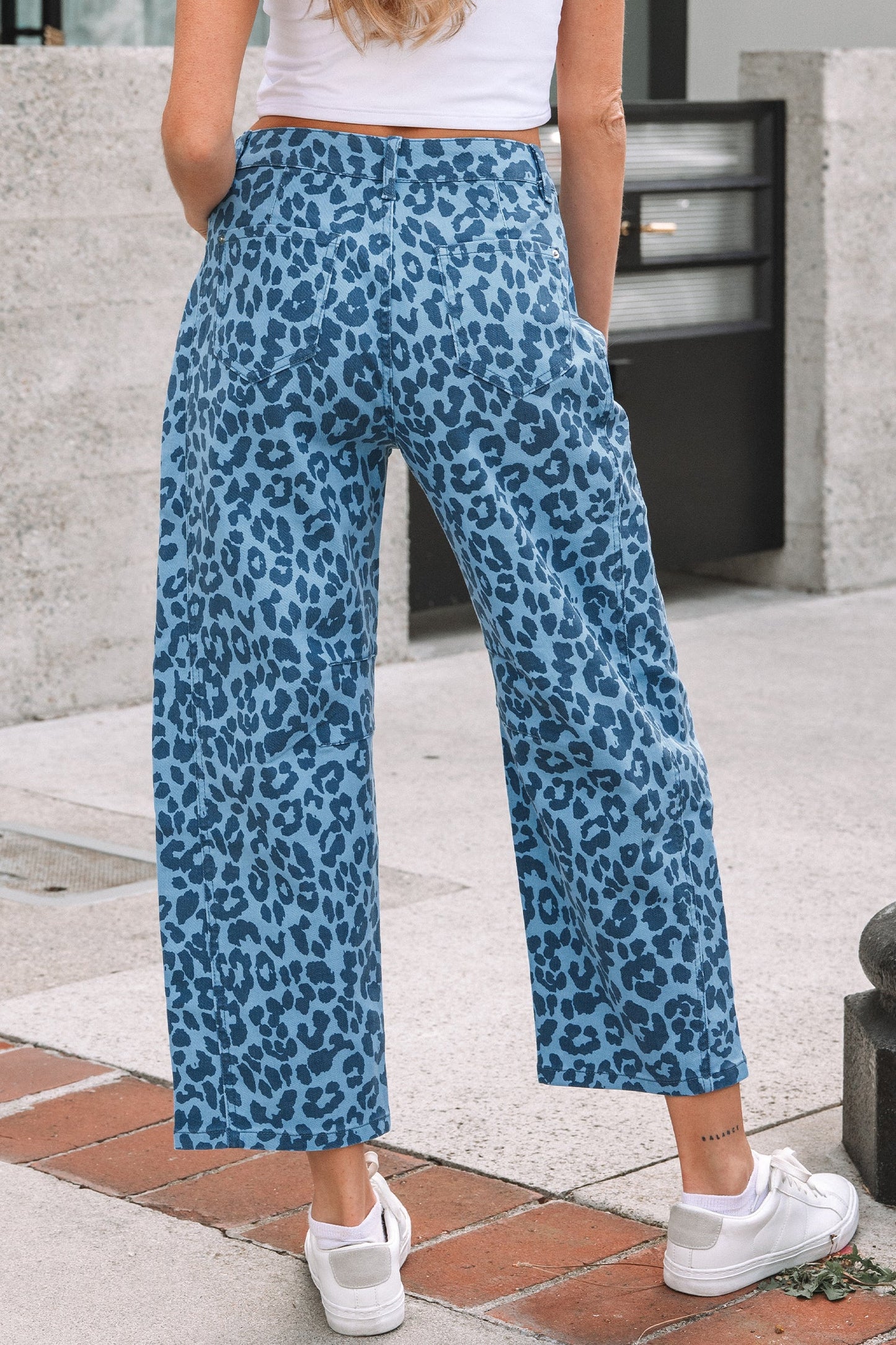 Leopard High Waist Straight Jeans - Fortunate Lemon Shop