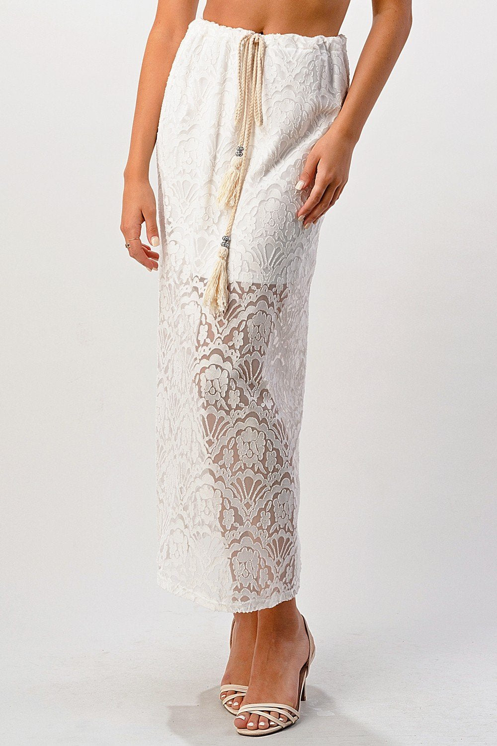 Lace Maxi Skirt With Cotton-Core Bow - Fortunate Lemon Shop