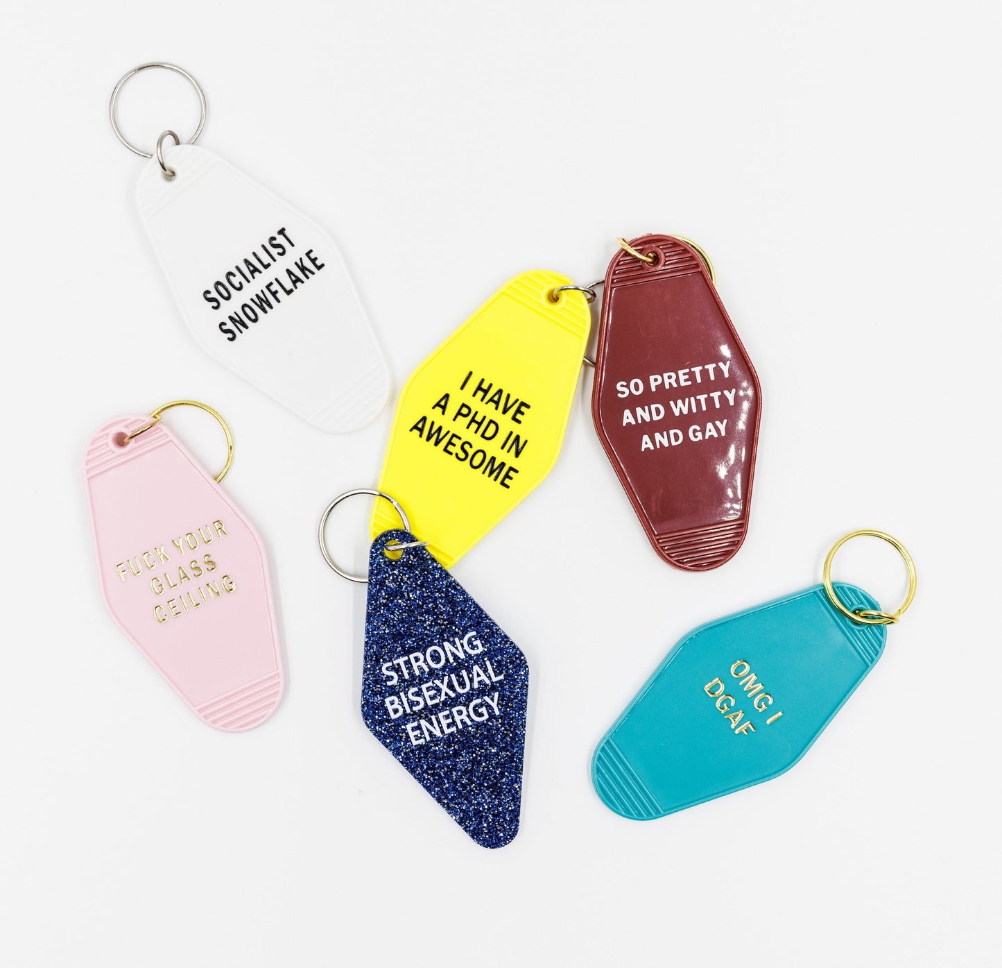 So Pretty and Witty and Gay Motel Style Keychain in Red - Fortunate Lemon Shop