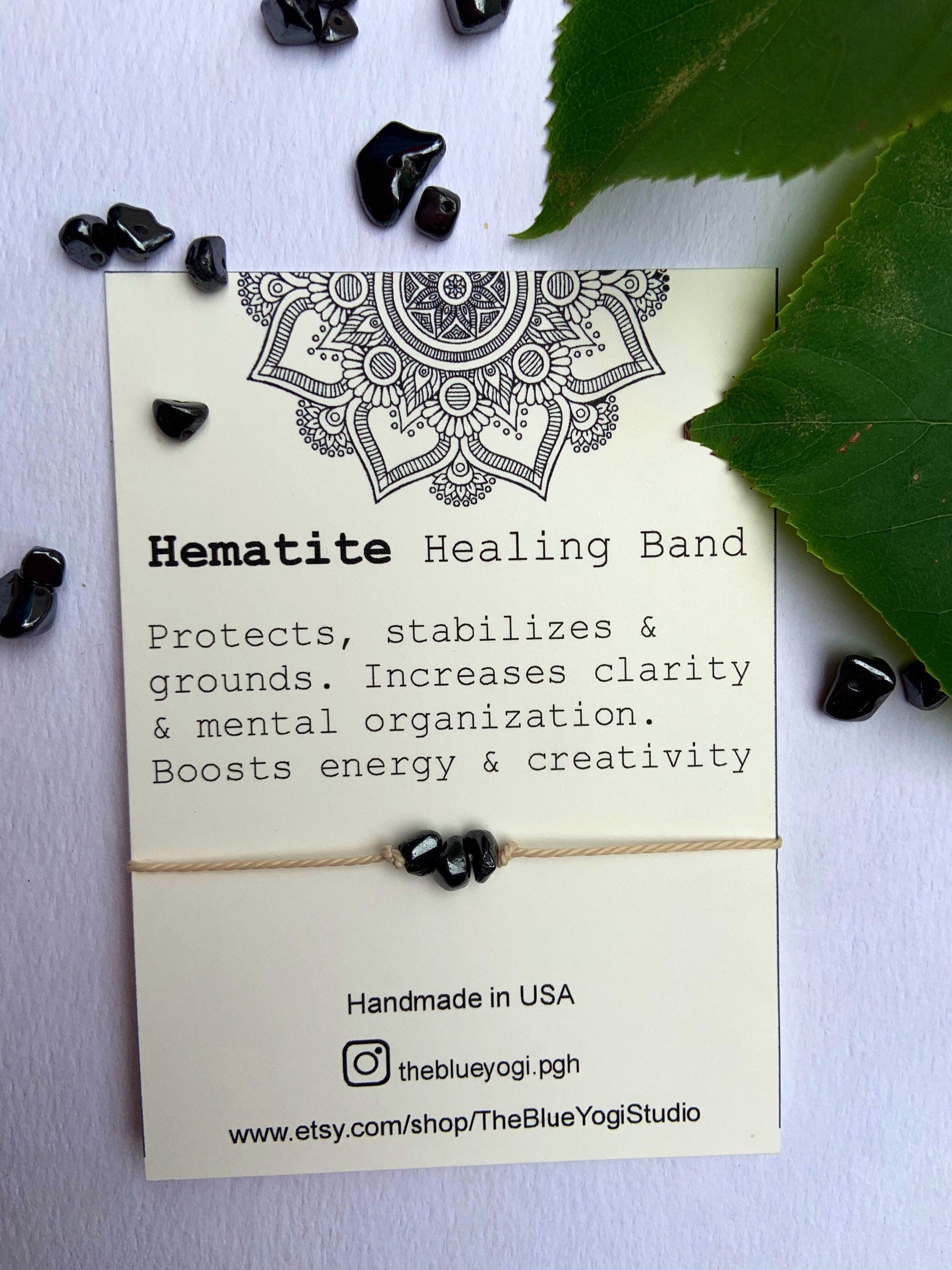 Hematite Healing Band with an affirmation - Fortunate Lemon Shop
