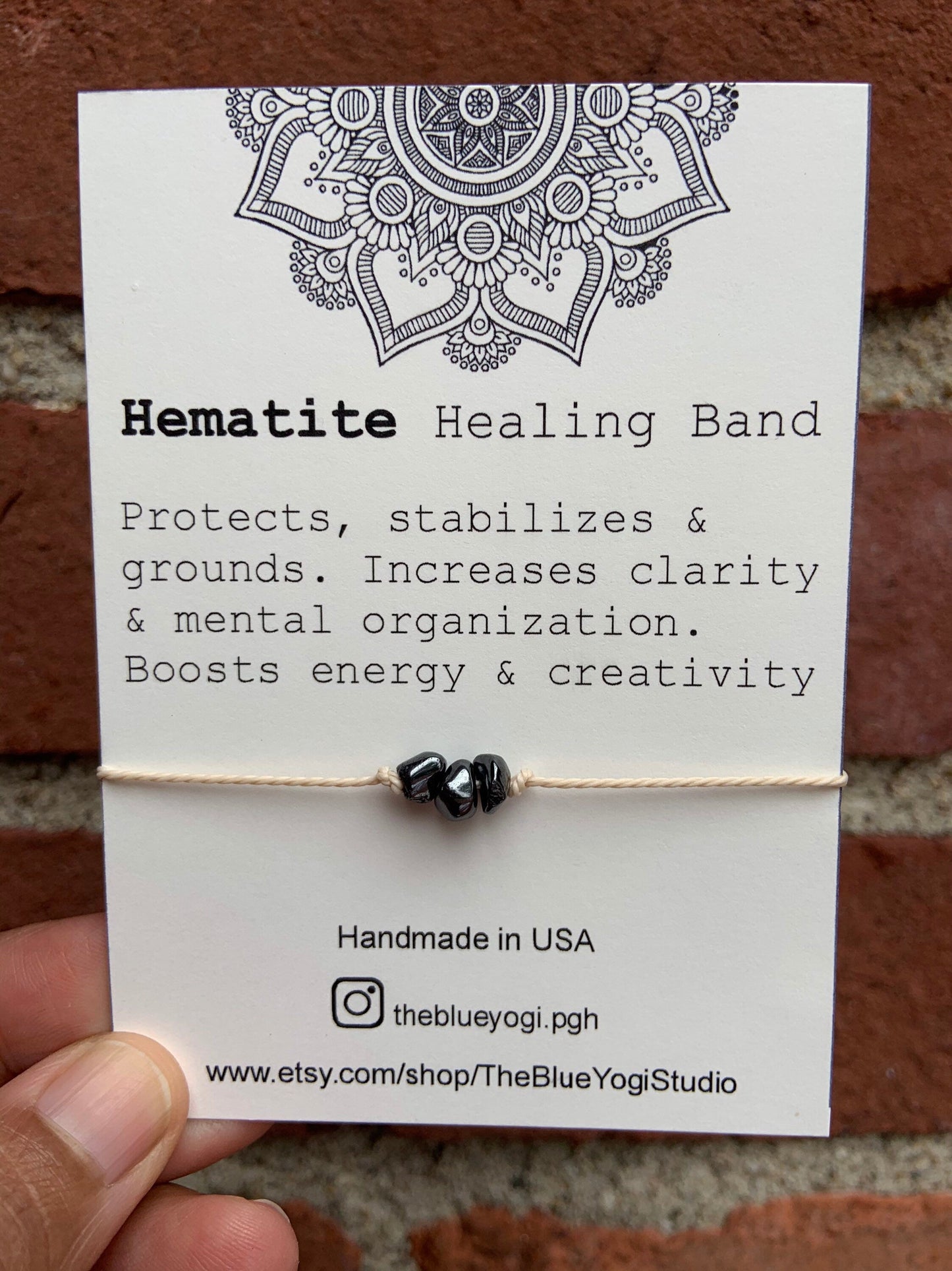 Hematite Healing Band with an affirmation - Fortunate Lemon Shop