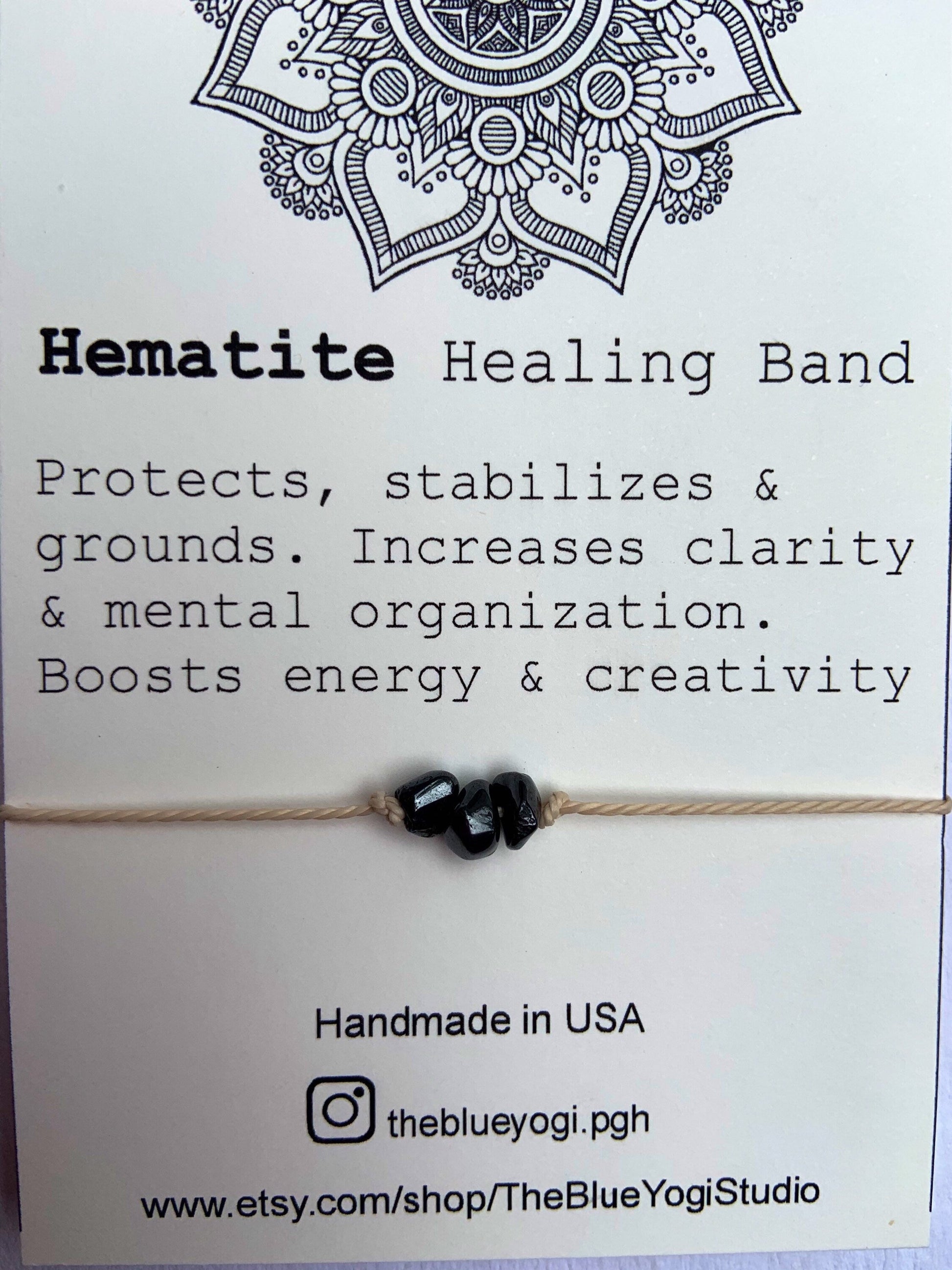 Hematite Healing Band with an affirmation - Fortunate Lemon Shop