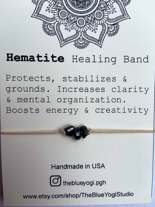 Hematite Healing Band with an affirmation - Fortunate Lemon Shop