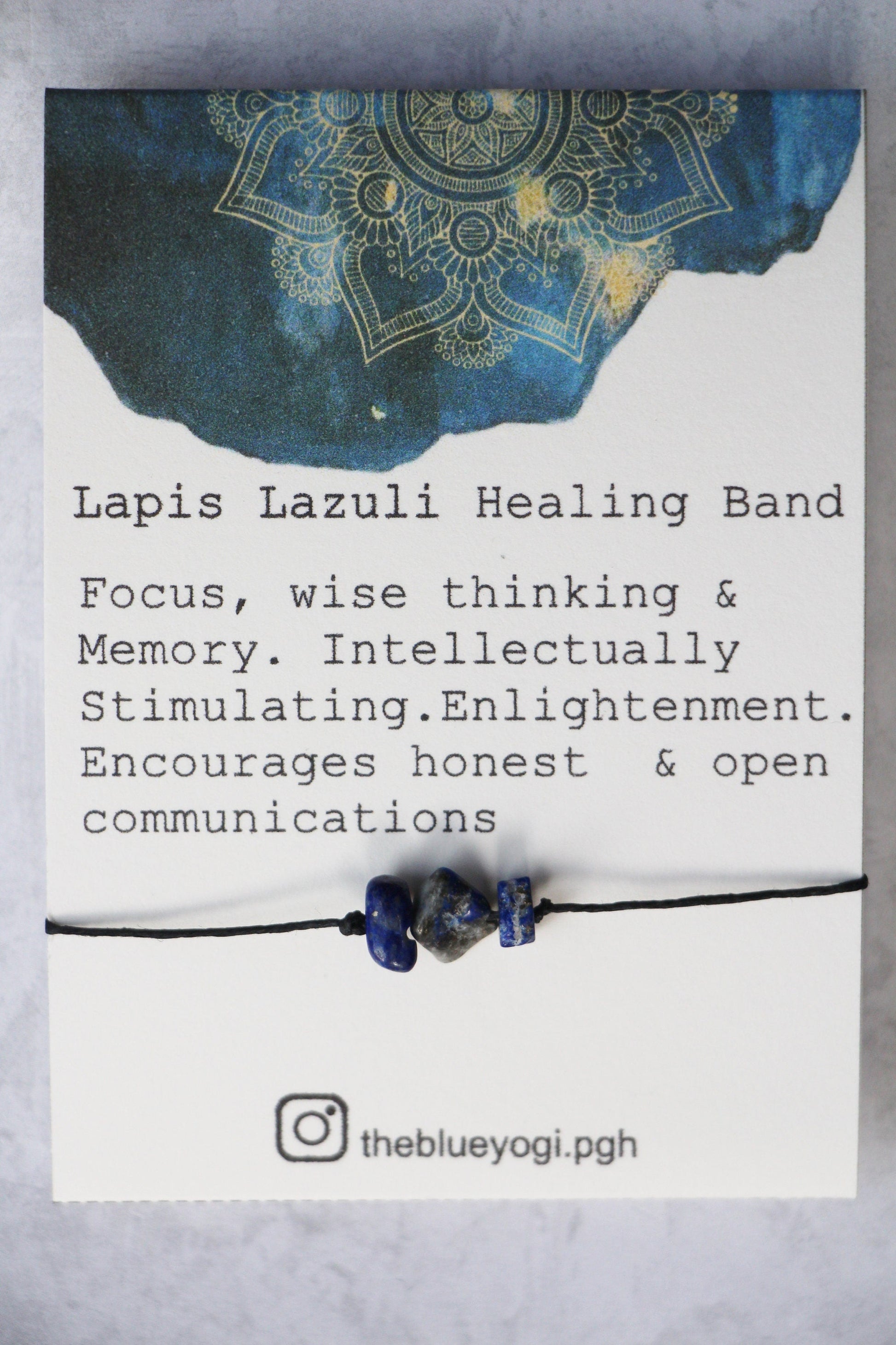 Lapis Lazuli Healing Band with an Affirmation - Fortunate Lemon Shop