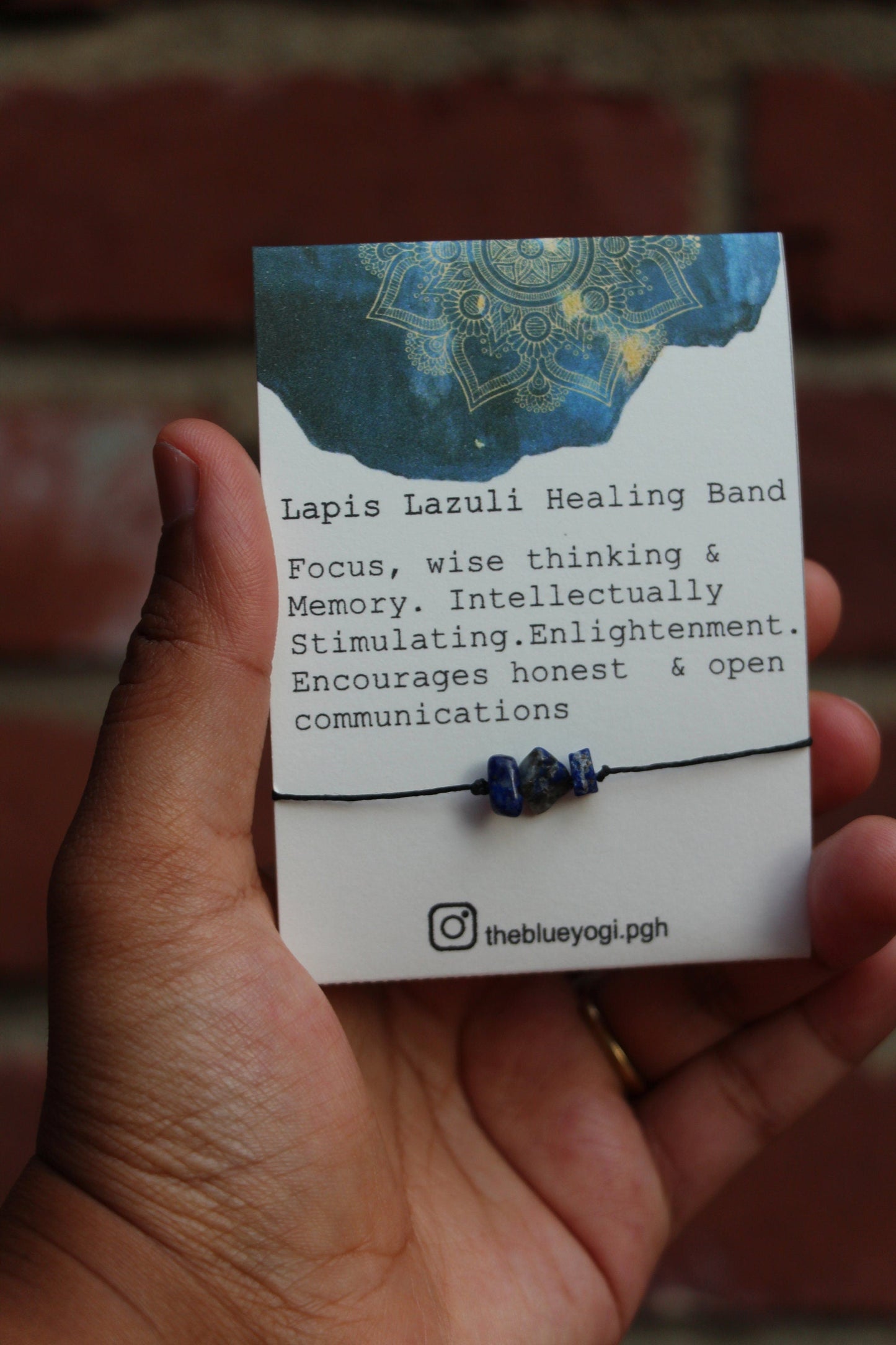 Lapis Lazuli Healing Band with an Affirmation - Fortunate Lemon Shop