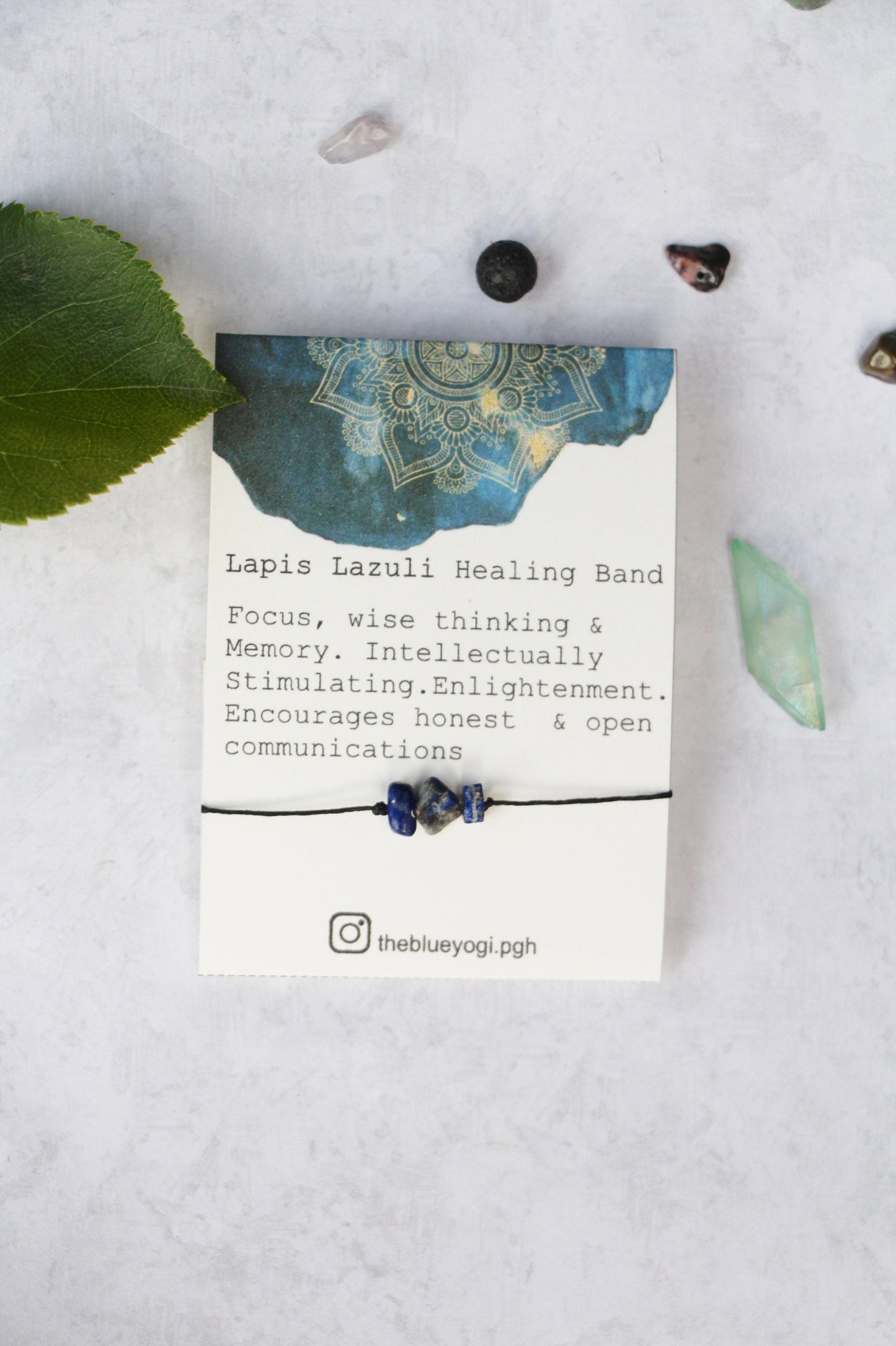 Lapis Lazuli Healing Band with an Affirmation - Fortunate Lemon Shop