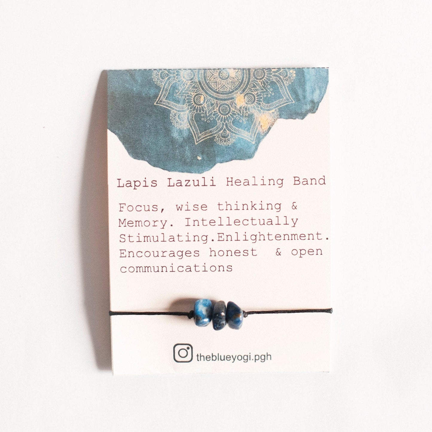 Lapis Lazuli Healing Band with an Affirmation - Fortunate Lemon Shop