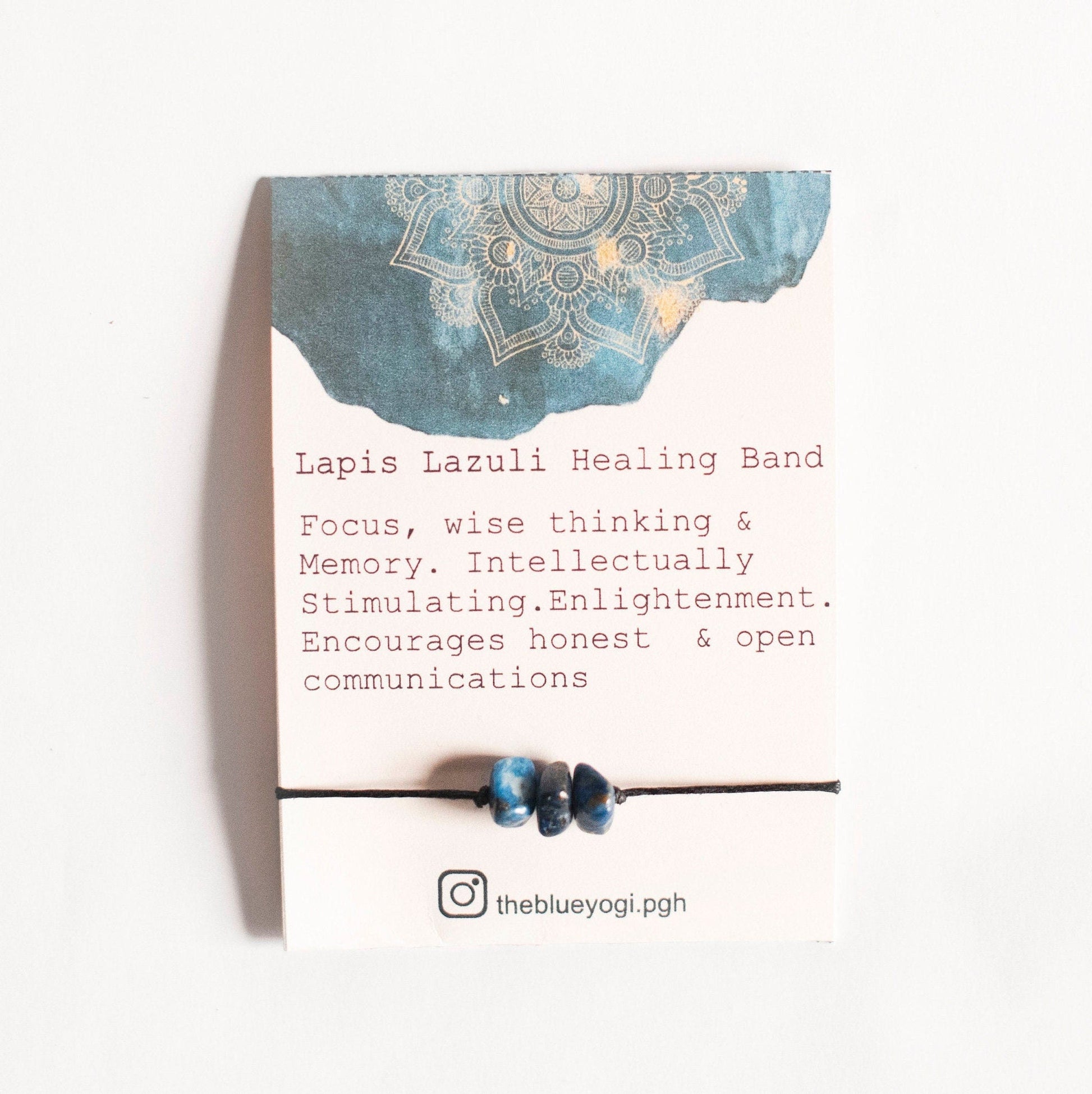 Lapis Lazuli Healing Band with an Affirmation - Fortunate Lemon Shop