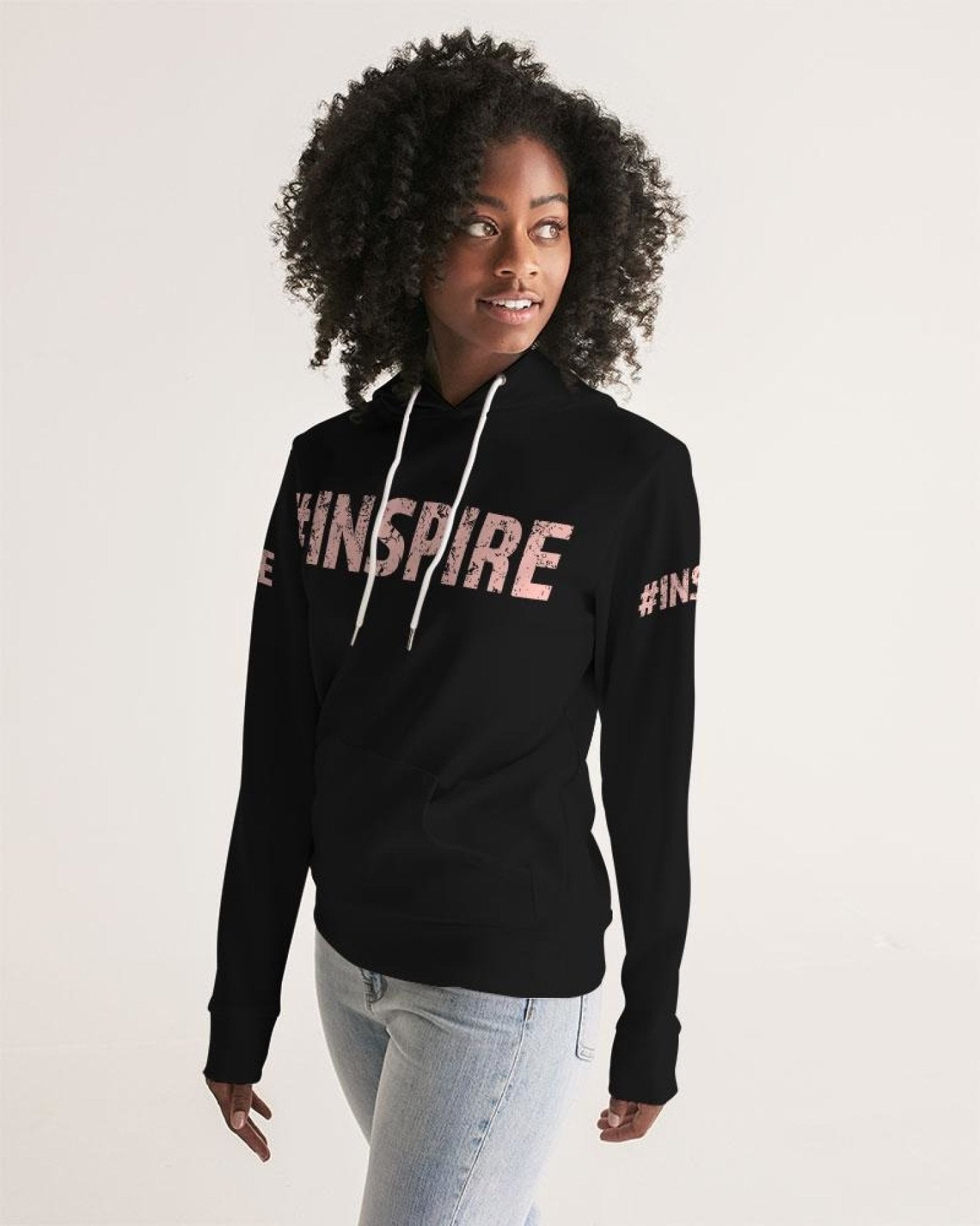 Womens Hoodie - Pullover Hooded Sweatshirt - Peach Graphic /inspire - Fortunate Lemon Shop