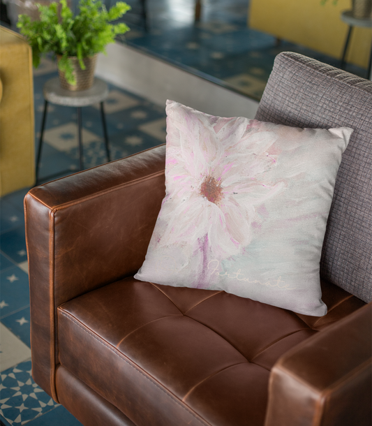 Pink Pastel Daisy Pillow - Floral Decorative Throw Cushion - Fortunate Lemon Shop