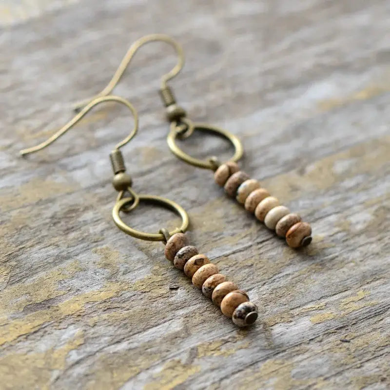 Ethnic Drop Jasper Earrings