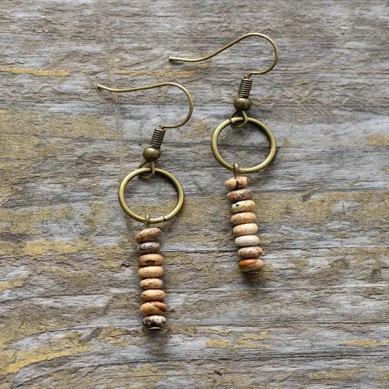 Ethnic Drop Jasper Earrings - Fortunate Lemon Shop