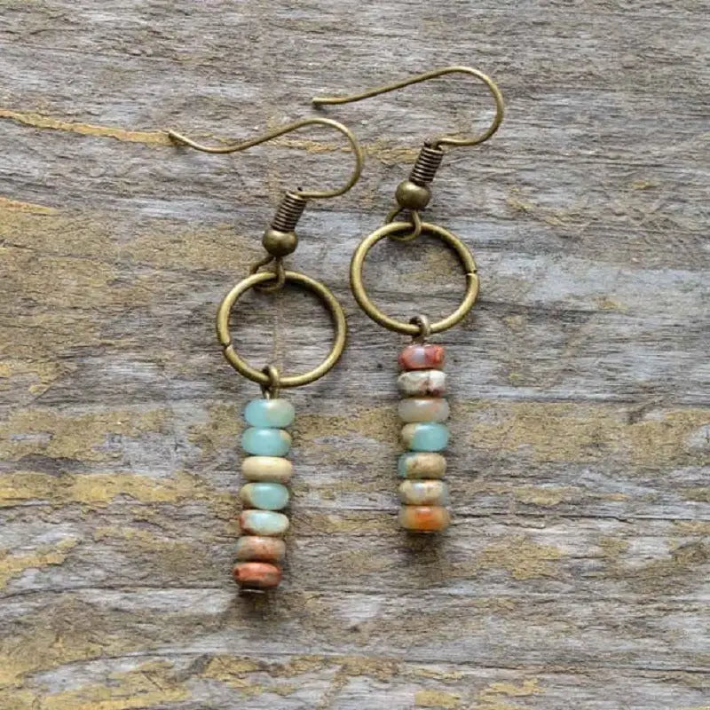 Ethnic Drop Jasper Earrings - Fortunate Lemon Shop