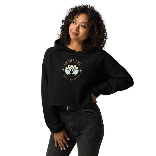 Meditate Crop Hoodie Black