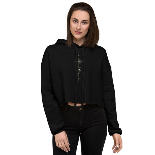 Moon and Sun Crop Hoodie Black