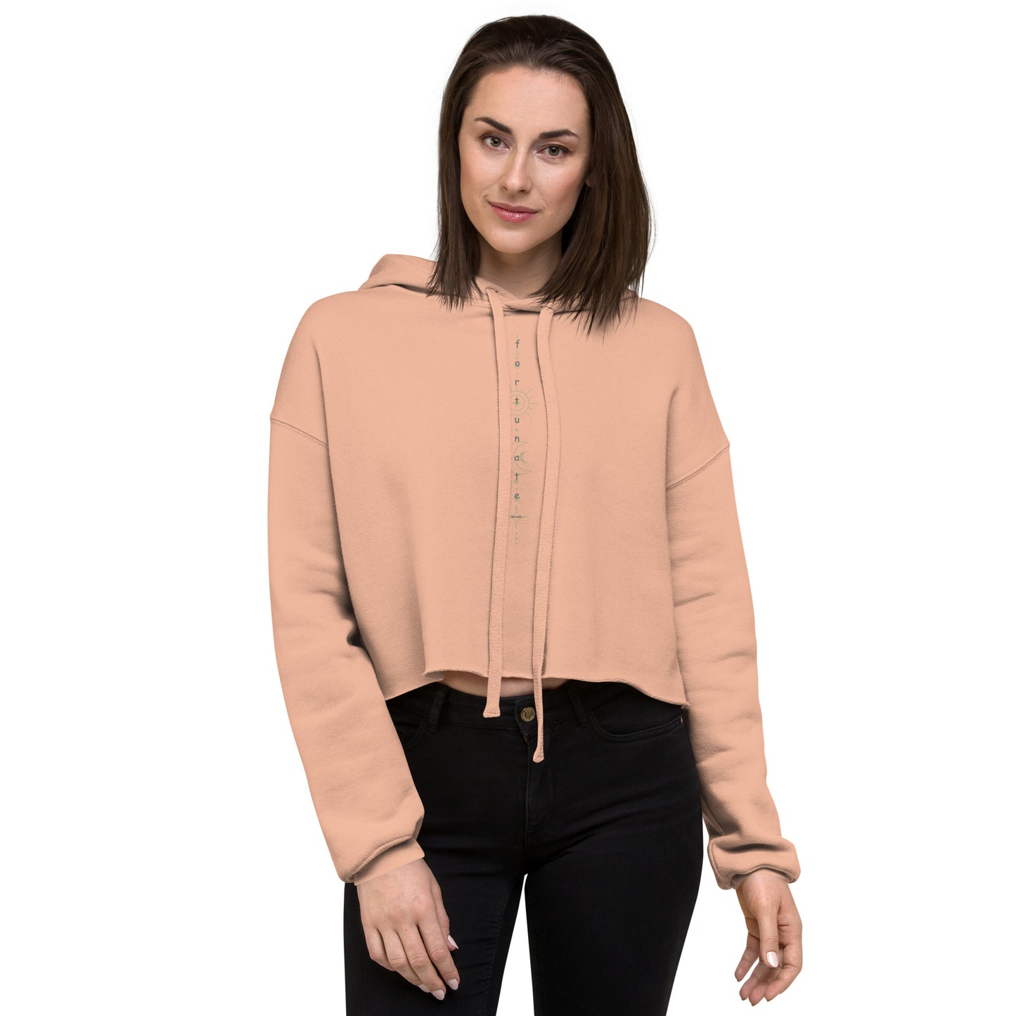 Moon and Sun Crop Hoodie Peach