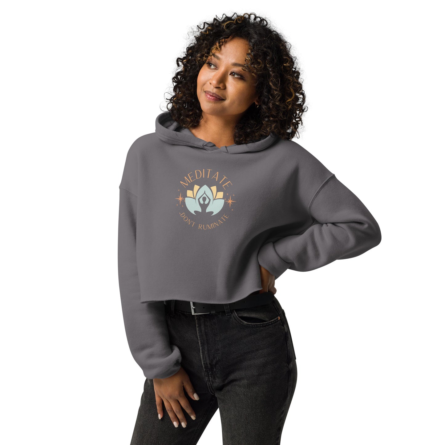 Meditate Crop Hoodie Storm