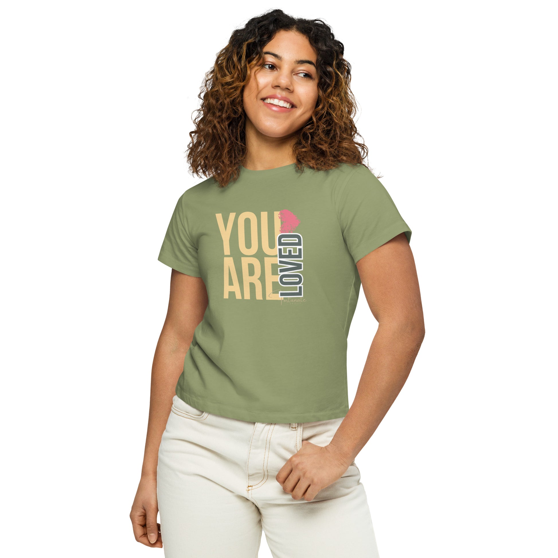 You are Loved high-waisted t-shirt Artichoke