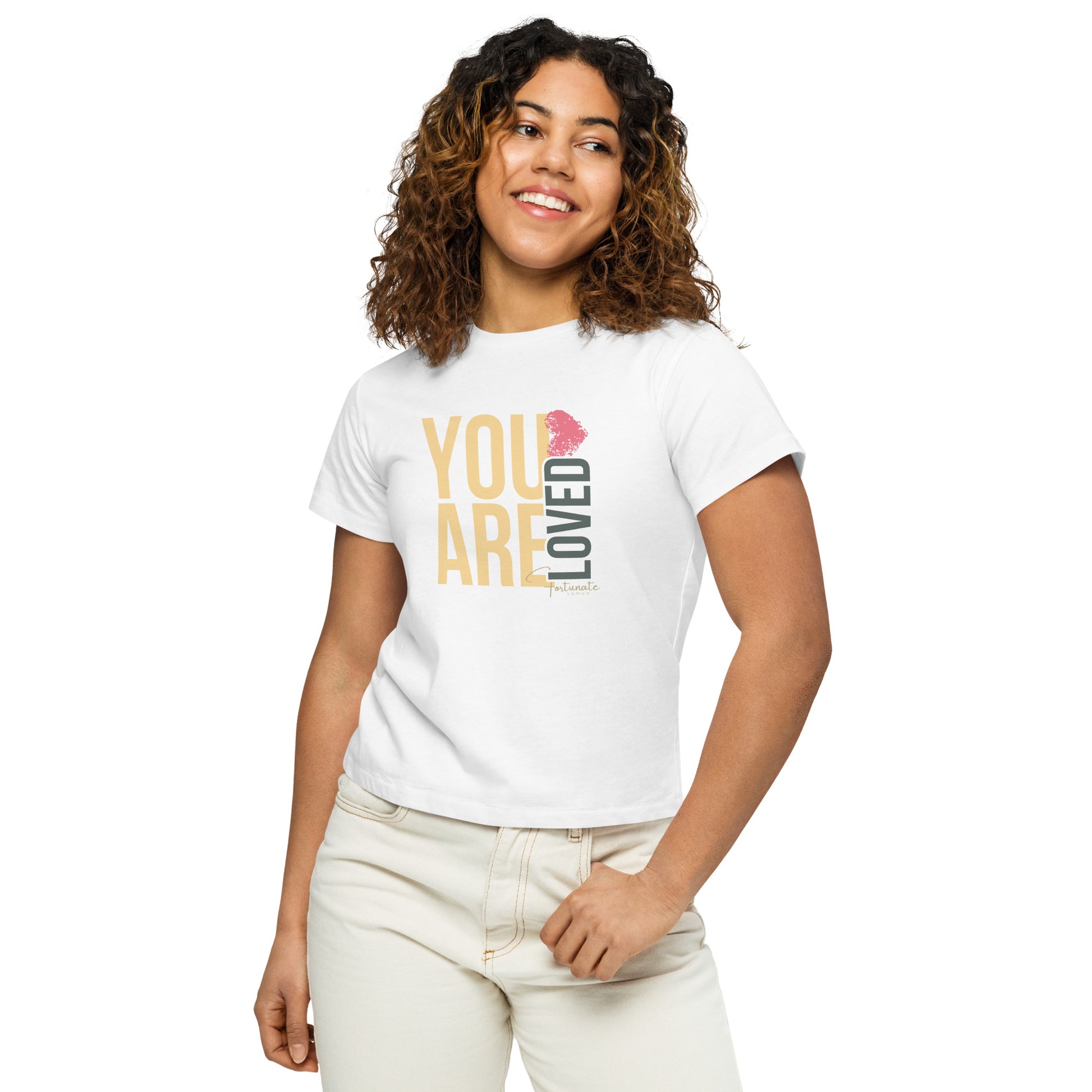 You are Loved high-waisted t-shirt White