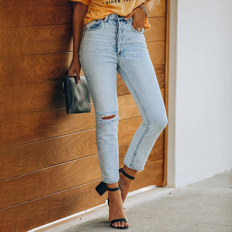 Casual Ripped Stretchy Skinny Jeans - Fortunate Lemon Shop