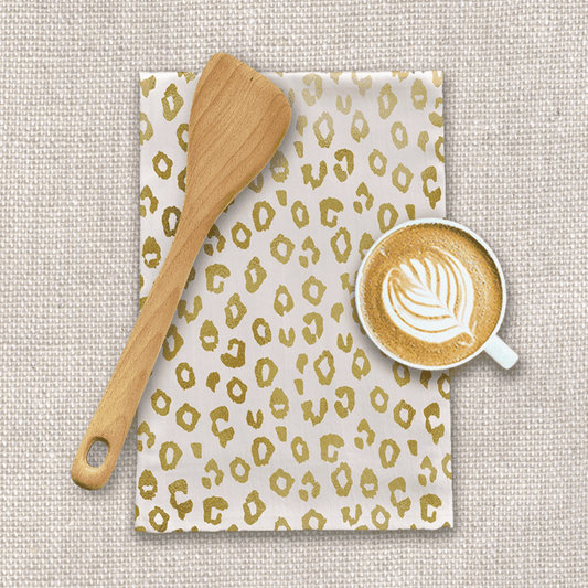 Gold Leopard Print Tea Towel - Fortunate Lemon Shop